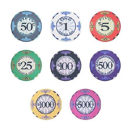 【並行輸入品】Brybelly スクロールポーカーチップ 軽量 10グラム カジノグレード セラミック 50個パック ($100ブラック)_3
