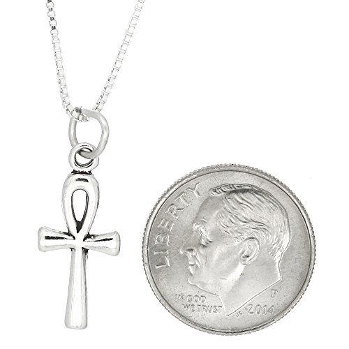 公式サイト スターリングシルバーいぶし仕上げsmall Ankhアンクエジプトクロスチャームペンダントwith シルバ Polishedボックスチェーンネックレス ネックレス ペンダント Toledotool Com