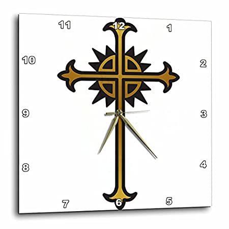 新着 宗教的十字架イラスト ブラック And ゴールド 3drose 壁時計 Dpp 1 25 4x25 4cm 掛け時計 壁掛け時計 Acte Paris Org