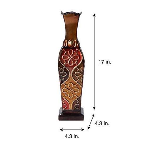 Elements Harlequin Embossed メタル Vase-Table Centerpiece Home D& 
