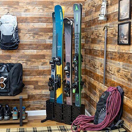 【はこぽす対応商品】 StoreYourBoard Ski Storage Rack， 4 Pair Freestanding Skis Floor Mount， Wide Skis