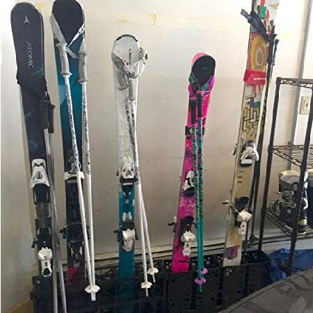 【はこぽす対応商品】 StoreYourBoard Ski Storage Rack， 4 Pair Freestanding Skis Floor Mount， Wide Skis