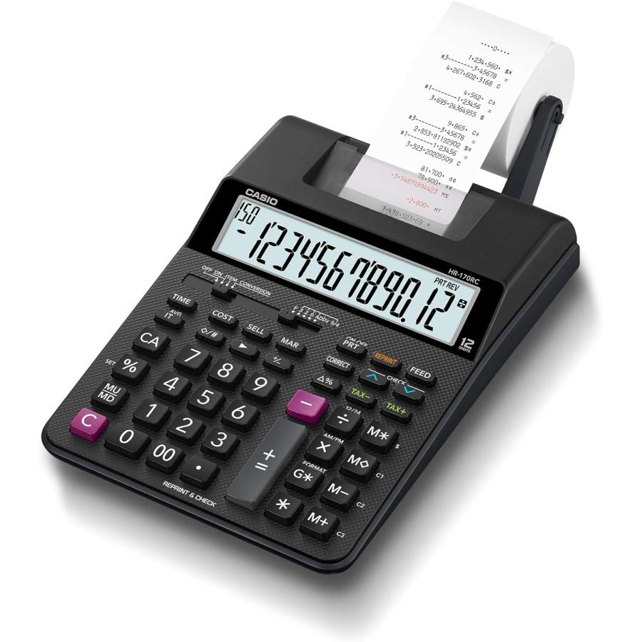 【並行輸入品】カシオ プリンター電卓 デスクタイプ 12桁 HR-170RC-BKの画像