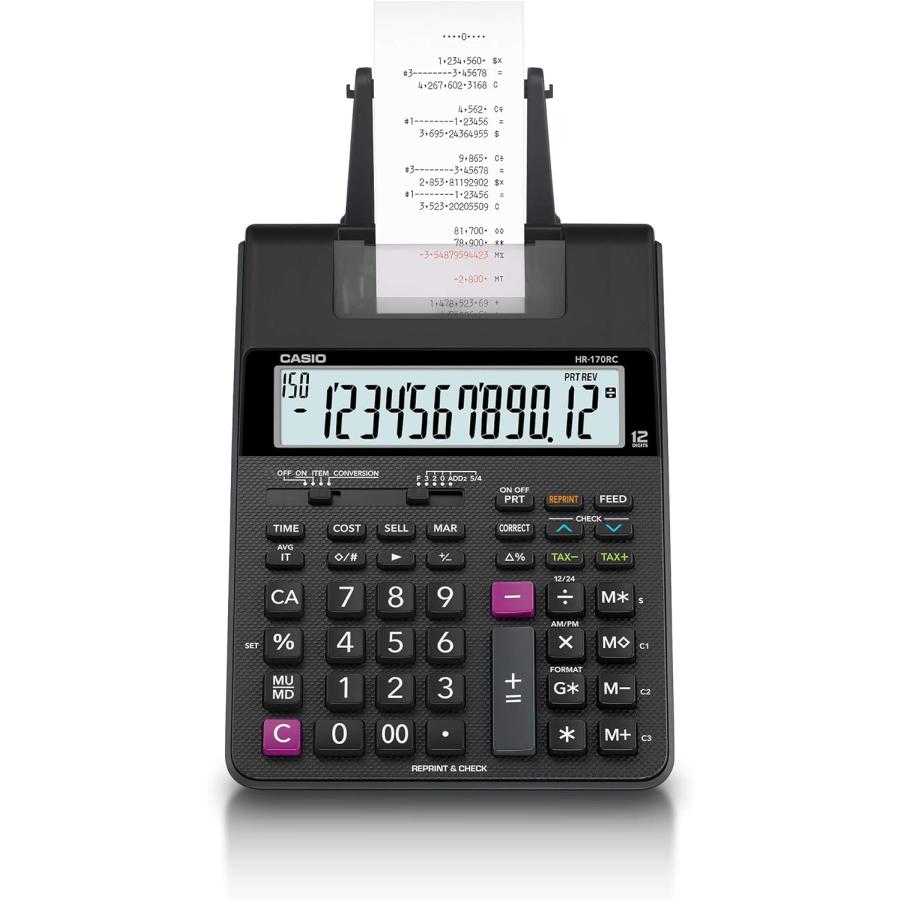 【並行輸入品】カシオ プリンター電卓 デスクタイプ 12桁 HR-170RC-BKの画像