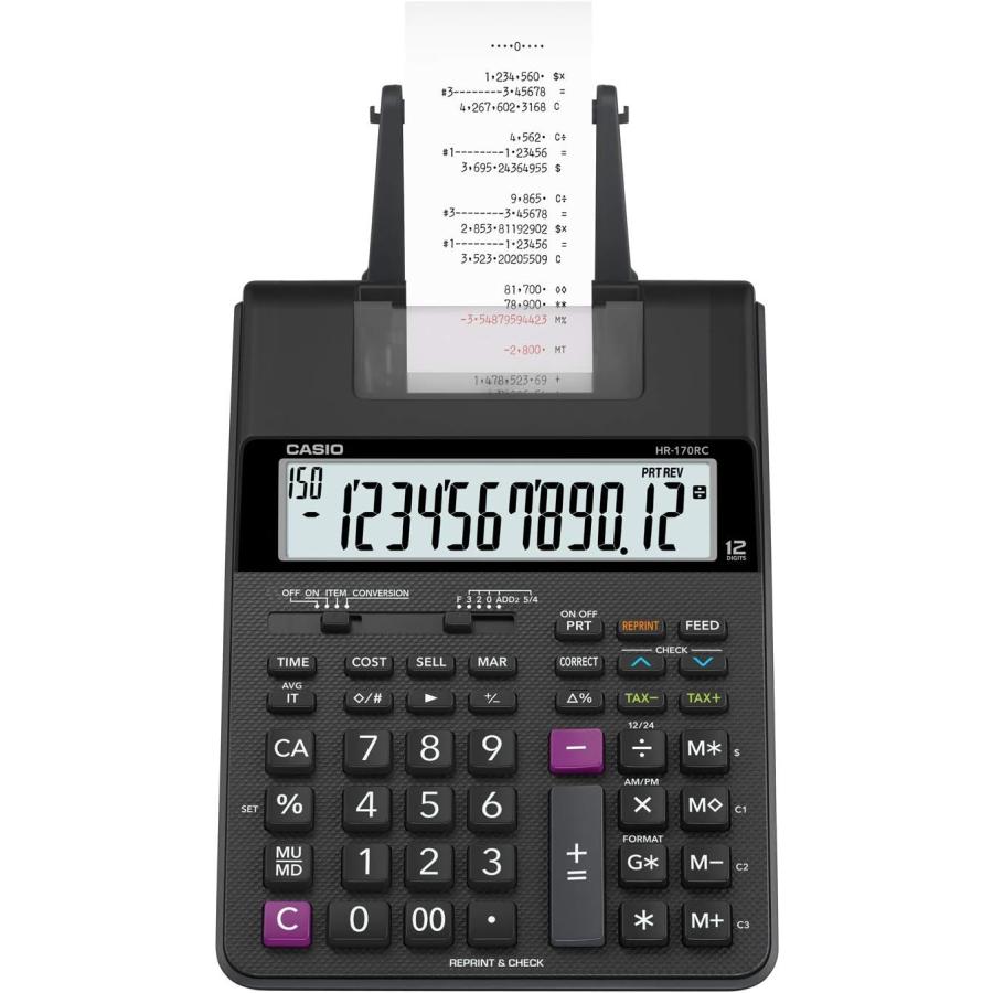 【並行輸入品】カシオ プリンター電卓 デスクタイプ 12桁 HR-170RC-BKの画像