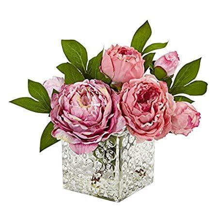 Nearly Natural Natural 4577 花瓶 花器 牡丹 ピンク 牡丹 海外輸入専門のhiroshop ガラス花瓶