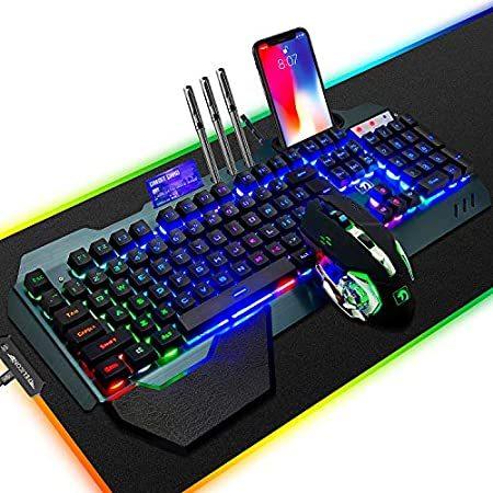 FELiCON Wired ゲーム キーボード and マウス Combo， RGB LED Backlit メカニカル Feel K