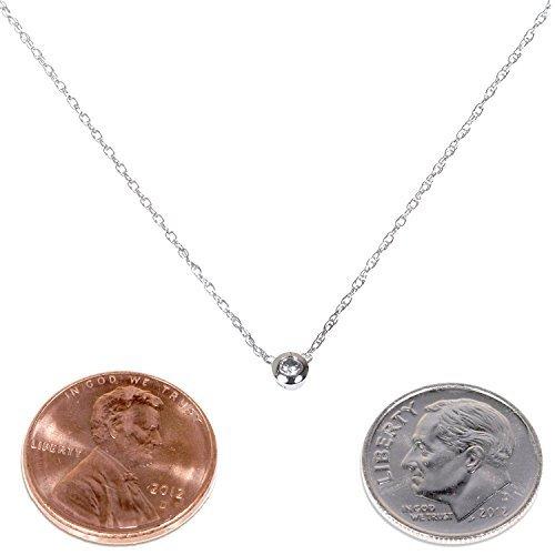 小さなダイヤモンドソリティアベゼルネックレス 14Kゴールド（18インチチェーン） 