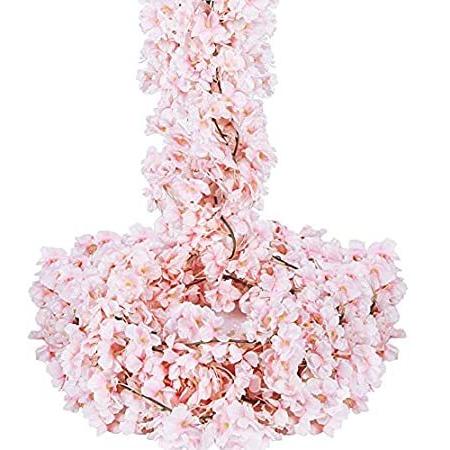 OCEANPAX 6パック 桜の花 人工ガーランド 花付き ピンクのハンギングバイン ホームやウェディングパーティーに
