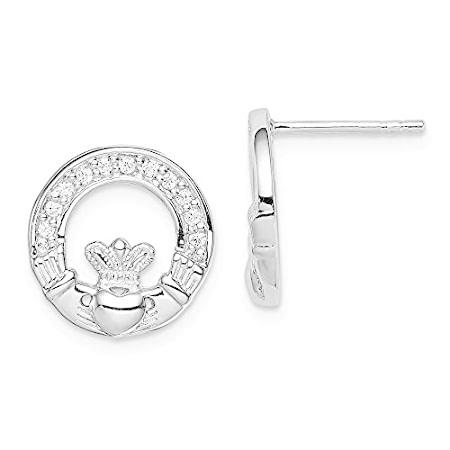 出産祝い 925 Solid 並行輸入 海外限定 おしゃれ メンズ イヤリング Sterling Studs Post Claddagh Irish Celtic Zirconia Cubic Cz シルバー レディースアクセサリー