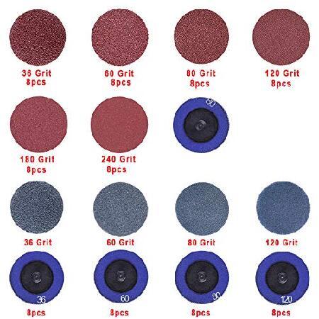 日本正規代理店品 103 Pcs Sanding Discs Set 2 Inches Quick Change Disc with 1/4 inch Tray Holder for Die Grinder Surface Prep Strip Grind Polish Finish Burr Rust Paint