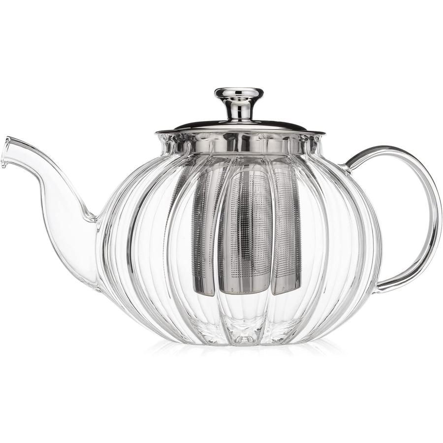 【並行輸入品】Teabloom ティーポット Vienna ガラス プレミアムホウケイ酸ガラス 取り外し可能なステンレスインフューザー付き コンロと電子レンジ_1