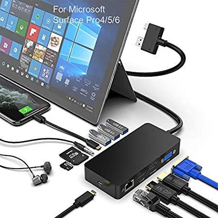 Pro Surface Rocketek 4/5/6用 HDMI/DP/VGA、ギガビットイ 4K USBハブからトリプルディスプレイ 1 in 12 USBハブ 激安特価