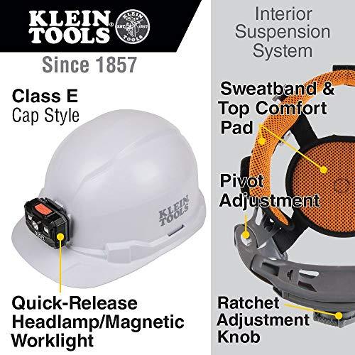 55％以上節約 Klein Tools ヘッドランプ 60107RL Hard Hat， Rechargeable ， Non-vented， Cap Style ホワイト