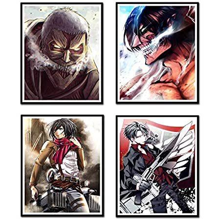 進撃の巨人 アニメポスター キャンバスアートプリント 壁の装飾用 8 X 10インチ 4枚セット フレームなし B08hwhx22f 海外輸入専門のhiroshop 通販 Yahoo ショッピング