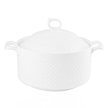 BAKOUSTAR ダブルハンドル蓋 ピュアホワイトセラミック チューリーン スープ BAKOUSTAR セラミック ラウンド ホワイト 皿 キャセロ