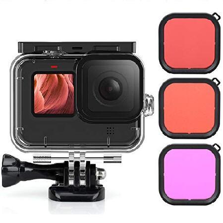 公式ショップ スマホ カメラアクセサリー 海外製 ブラックアクセサリー 9用 Hero Gopro ダイビングフィルター レッド ピンク パープル 水中防水ハウジングケース Qkoo 並行輸入 人気 便利 アクションカメラ ウェアラブルカメラ