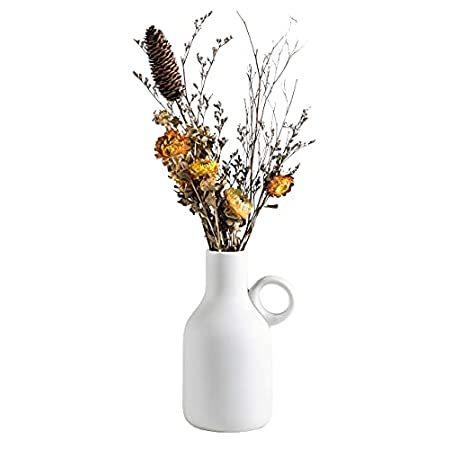 販売 初心者 おすすめ ホワイトセラミック花瓶 ラウンドハンドル付き マットアートホワイト花瓶 装飾 ハンドメイド 装飾花瓶 ヒップ エレガント 上品 背の高い花瓶 家庭 オ 販売質屋 Aquabluewaterproofing Com