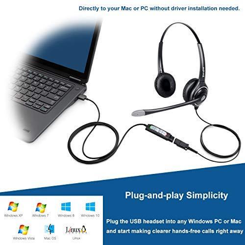 オンラインストア通販店 VoiceJoy HD263 USBヘッドセット クイックディスコネクトアダプター付き コンピューターヘッドセット マイクノイズキャンセリング PCヘッドセット 有線ヘッドフ