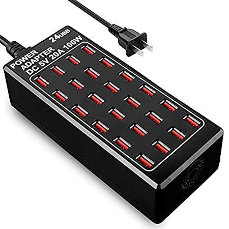 並行輸入品】USBハブ 24ポートType C 100ワット（20 A）USB充電