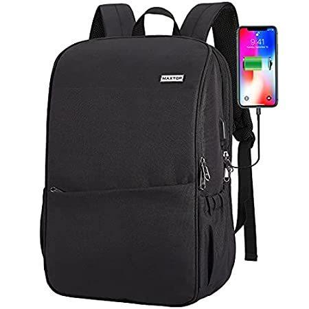 深い収納 ノートパソコン用バックパック USB充電ポート付き （防水