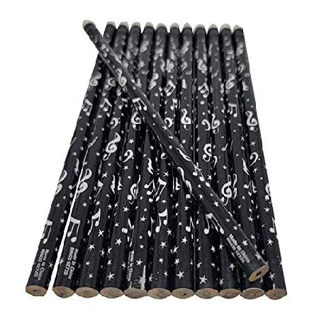 黒と白の音符鉛筆(48本)7.5インチ #2 芯鉛筆パーティー記念品、音楽学校生、教師｜hiro-s-shop｜02