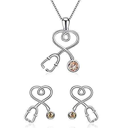 人気のファッションブランド シルバー Sterling Aoboco Stethoscope Sim With Set イヤリング And ネックレス Nurse Jewelry ネックレス ペンダント Www Ricamificiolevi Com