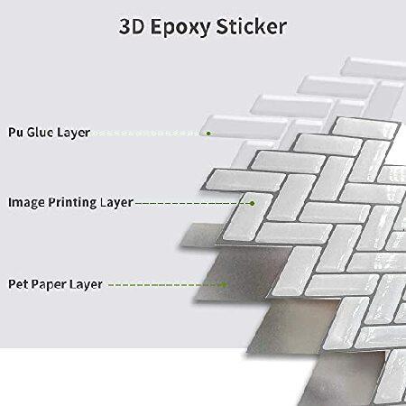 独特な 【送料無料】 Funlife 10-Sheet 3D 剥がせる 張り替え Backsplash， Self-Adhesive Mosaic Subway Tile Wall Panels Sticker for Kitchen Bathroom， 14.65x5.12 Classic Whit