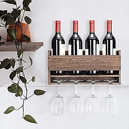 日本産 Xkxkke 並行輸入 人気 海外製 収納 おしゃれ 雑貨 キッチン ワインラック ホルダー Glass Stemware 4 With ワインラック Mounted Wall 木製 ワインラック Wood キッチン収納 ラック