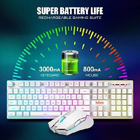 販売売り出し RedThunder K10 ワイヤレス ゲーミングキーボード and Mouse Combo， LED Backlit 充電式 3800mAh Battery， メカニカル Feel Anti-ghosting キーボード + 7D