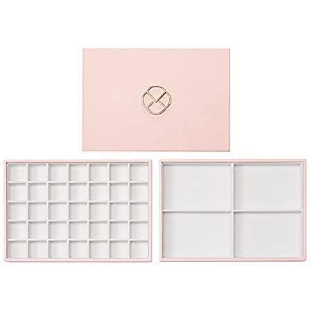 最新入荷 収納 雑貨 便利 J Leather Faux Women For Lid With Trays Jewelry Stackable Large Pink Vlando 並行輸入 人気 海外製 おしゃれ インテリア 整理用品 小物入れ