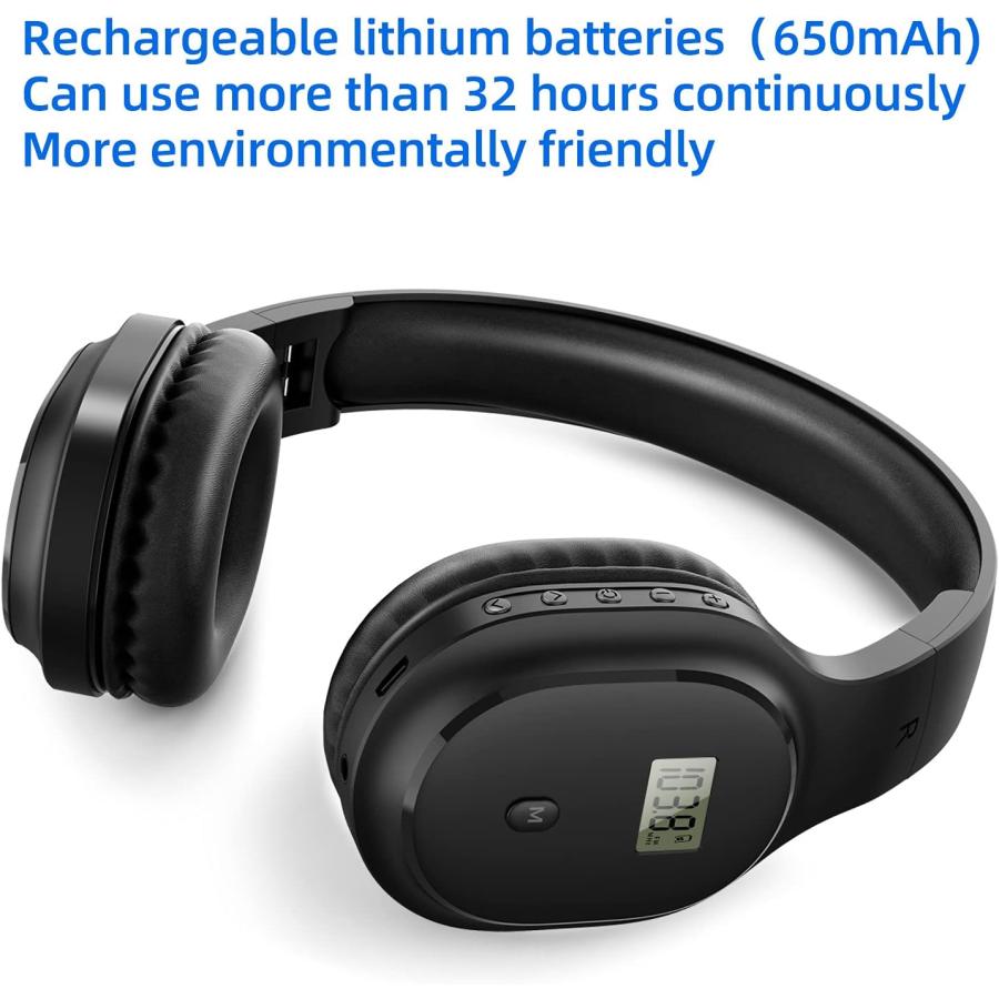 ワイヤレスヘッドホン FMラジオ付き 充電式ポータブル＆パーソナルラジオヘッドセット Bluetooth付き 軽量＆快適なイヤーマフ ジョギング 草刈り サイクリング｜hiro-s-shop｜02