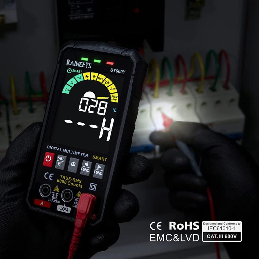 KAIWEETS デジタルテスター 6000カウント マルチメーター 直流/交流電圧 抵抗 導通スマート測定 電流 静電容量 ダイオード デューティ比 :B09L84PKBS:海外輸入専門のHiroshop - 通販 - Yahoo!ショッピング KAIWEETS デジタルテスター 6000カウント マルチメーター 直流/交流電圧 抵抗 導通スマート測定 電流 静電容量 ダイオード デューティ比 :B09L84PKBS:海外輸入専門のHiroshop - 通販 - Yahoo!ショッピング