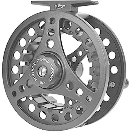 SF ラージ アーバー フライ フィッシング リール アルミニウム合金 ボディ付き 7/8ワット ダイキャスト フライ リール マット ブラック
