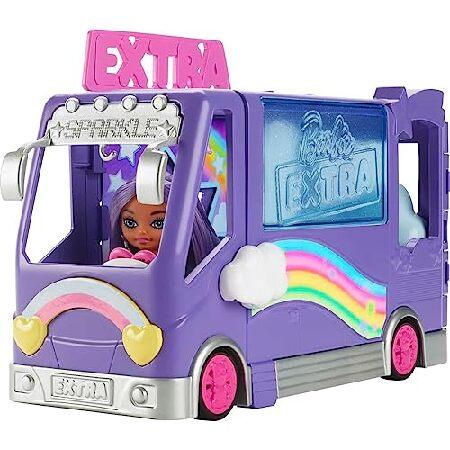 【美品】 Barbie Sets， Extra Mini Minis Vehicle Playset with Doll， Expandable Tour Bus， Clothes and Accessories