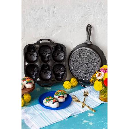 並行輸入品】Lodge Seasoned Cast Iron Sugar Skull Skillet : 海外