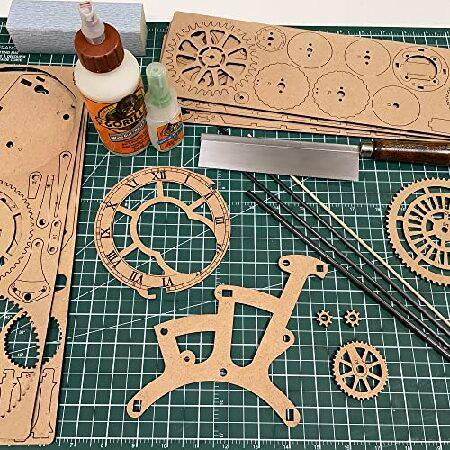 壁掛け時計 おしゃれ キット クロスインガム 木製ギア  振り子 機械式木製時計モデル 木製時計 パズル DIY 木製時計 ヴィンテージ時計 木製作業ギア時計 ABONG｜hiro-s-shop｜02