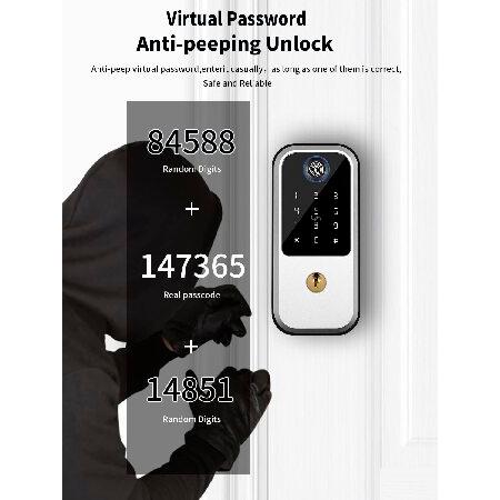 フロントデッドボルトロック 電子デジタル 生体認証指紋ドアロック