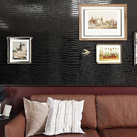 CRE8TIVE Crocodile 壁紙 剥がせる 張り替え Black Crocodile Textured 壁紙 for Bedroom Self Adhesive Vinyl Removable Faux Leather Contact Paper fo｜hiro-s-shop｜03
