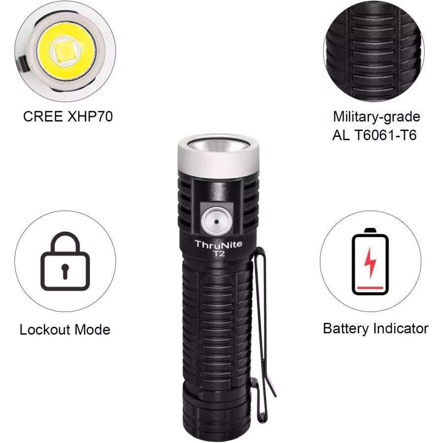 【並行輸入品】ThruNite ライト T2 充電式 3757ルーメン USB Type-C CREE XHP70 ニュートラルホワイト LED 明るい NW_3
