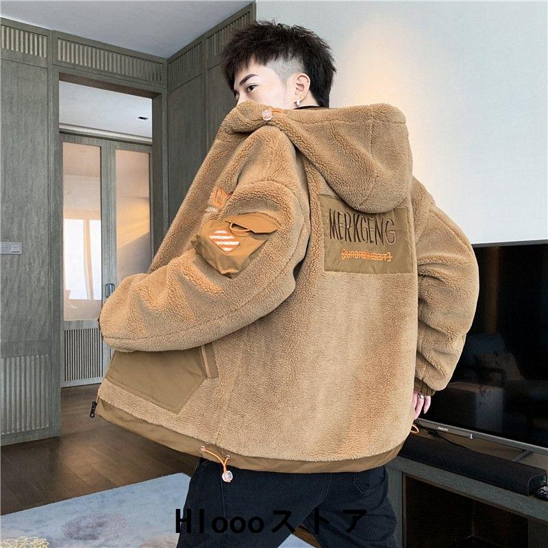 高い品質 フリースジャケット メンズ ファー ブルゾン アウター コート 無地 フード付き スタンドネック フルジップアップ 秋冬 アウトドア トップス 輝く高品質な Turningheadskennel Com
