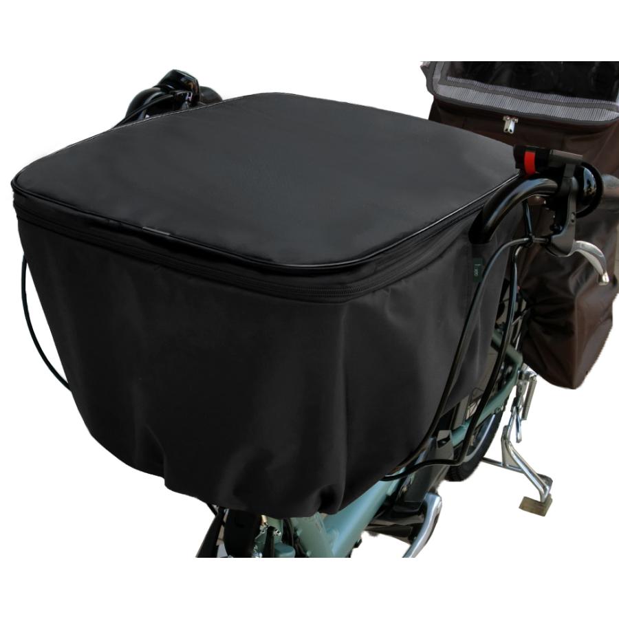 自転車 カゴカバー 後ろ用(前用 センターバスケット対応) 31リットル 大きめ 前後兼用 2段式  日本製  HIRO(ヒロ) 強撥水 オールブラック パイピング |  | 01