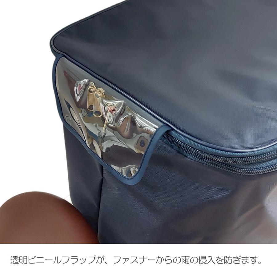 自転車 カゴカバー 後ろ用 (27リットル) 2段式 日本製 HIRO(ヒロ)  テフォックス（テフロン加工）強撥水  ブラック/ネイビー パイピング仕様 SBC1603R-ALL-PPG |  | 07