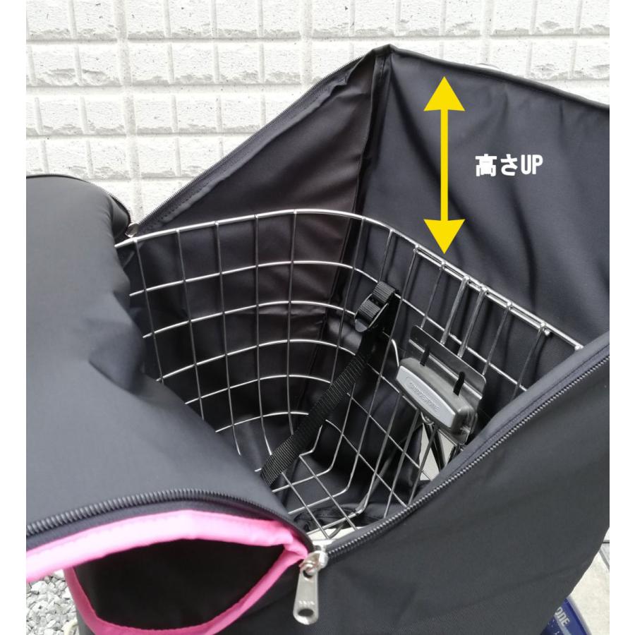 自転車 前カゴ カバー 丸形、角型に ベーシック＆HIGH 強撥水 テフロン加工生地 ブラックベース HIRO ヒロ 日本製 SBC2009-S-M-BK |  | 01