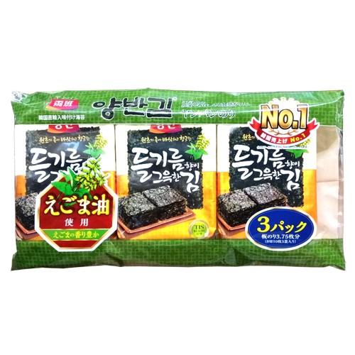 メーカー公式ショップ ヤンバン エゴマ油弁当用海苔 8切x10枚x3袋 １