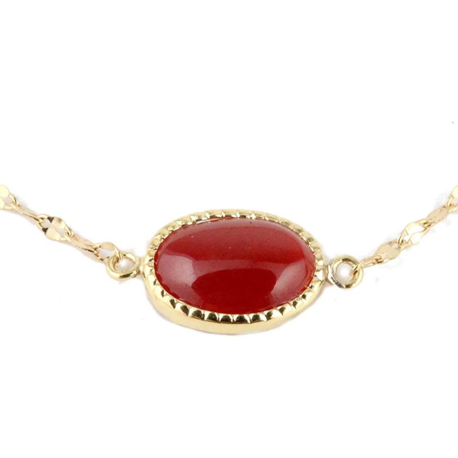 日本産 赤 珊瑚 サンゴ オーバル ブレスレット K18YG イエローゴールド  