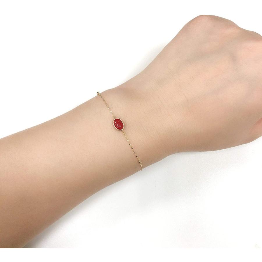 日本産 赤 珊瑚 サンゴ オーバル ブレスレット K18YG イエローゴールド  