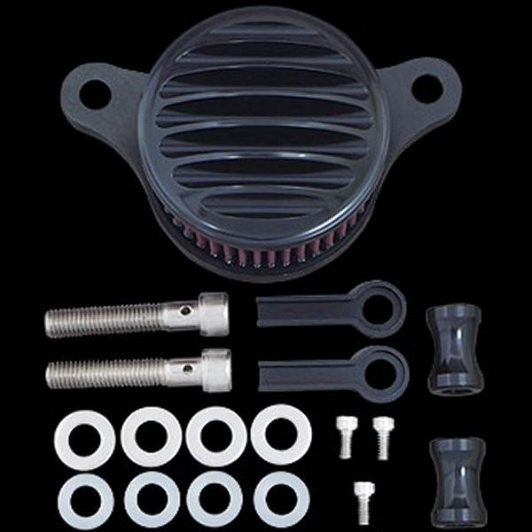 【メーカー在庫あり】 021095 ネオファクトリー 4インチ ラウンド エアクリーナー フィン ブラック 93年-99年 BigTwin HD店
