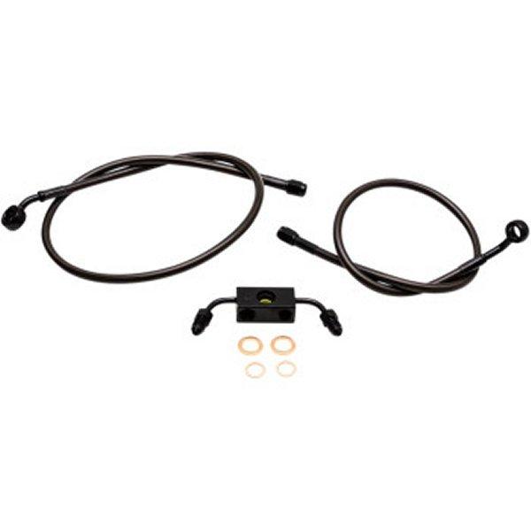【USA在庫あり】 1741-4648 LAチョッパーズ LA Choppers ブレーキホース Midnight 14年以降 XL ABS付 12-14インチ用 HD店