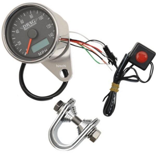【USA在庫あり】 2210-0174 DRAG 電子スピードメーター、オド/トリップメーター付き(140MPH) 2.37インチ(60mm) ポリッシュ/黒 HD店